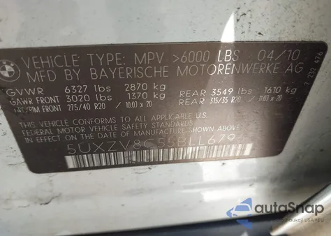 2011 BMW X5 xDrive50I from USA, damaged, VIN 5UXZV8C55BLL67961